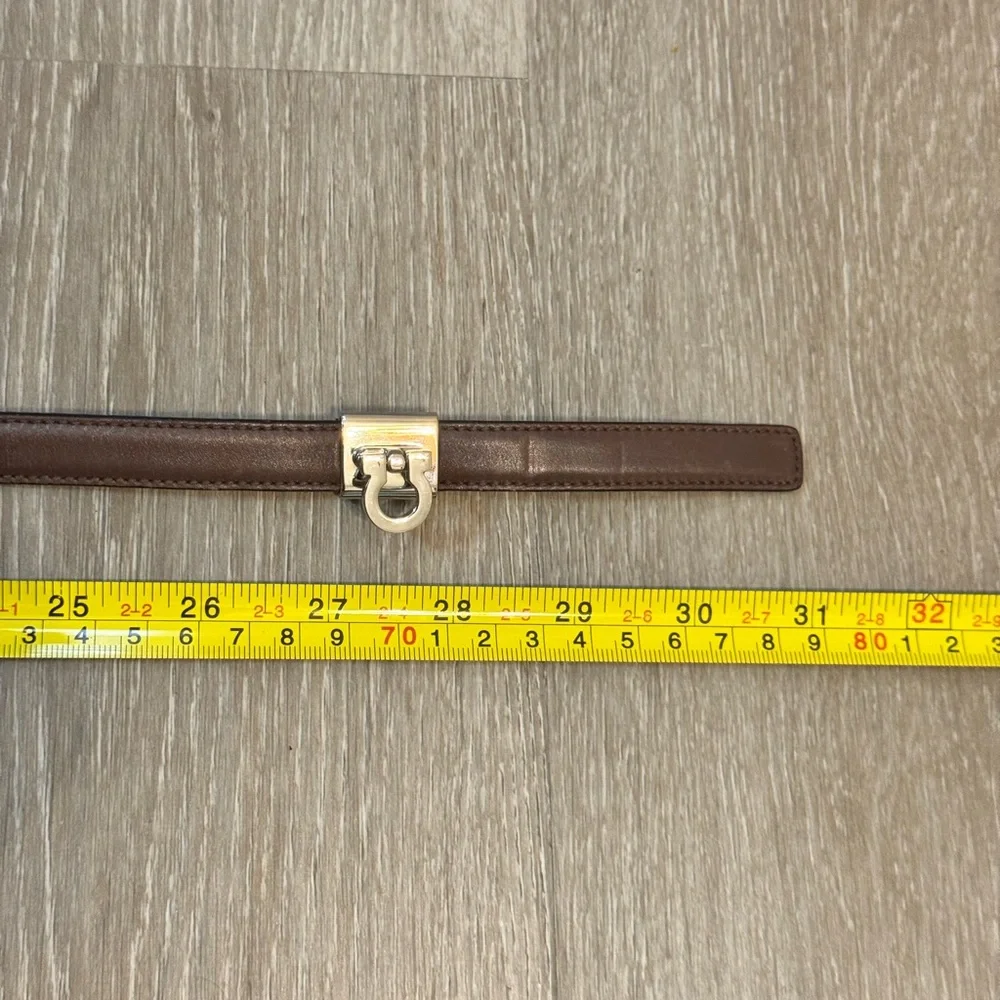 Salvatore Ferragamo Thin Brown Leather Belt Size S